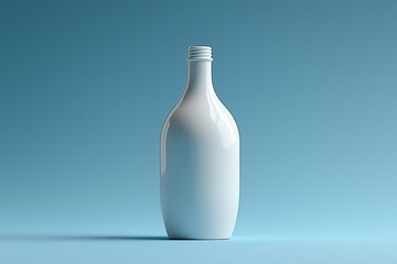 Poster - Stylish minimalist white bottle against a subtle blue background in a modern design setting