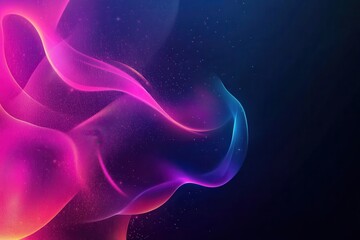 Poster - Luminous Neon Waves on Dark Background