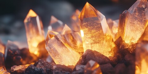 Poster - Glowing Crystal Shard in Close-Up View