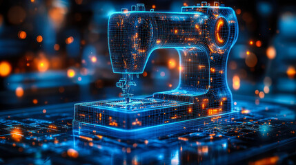 Poster - ai-enhanced sewing machine with digital data stream integration