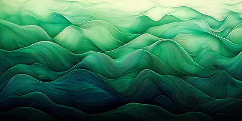 Poster - Abstract Organic Green Line Wave Pattern as Digital Wallpaper Background