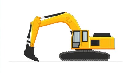 Yellow Excavator with Black Tracks