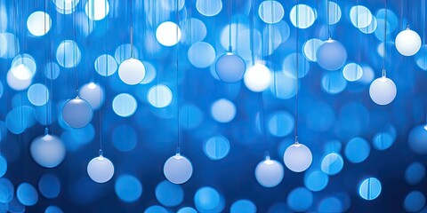 Poster - A backdrop in blue featuring luminous circles illuminates the scene with a captivating radiance. The blue backdrop enhances the glowing circles, creating a striking visual contrast.