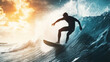© jiratip - business man play surf elliott wave technical graph for stock market indicator