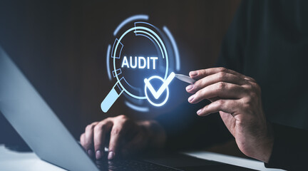 Poster - Digital Audit Concept with Magnifying Glass and Checkmark.
