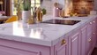 © MILKY_PS - Modern Kitchen Design with Elegant Quartz Countertop and Organized Workspace, Pastel Color Accents and Stylish Decor