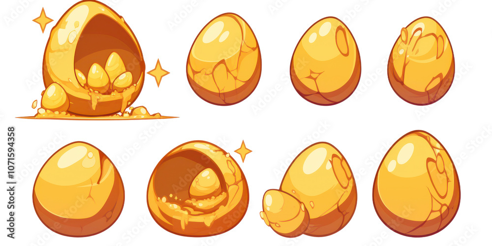 Golden Egg Animation Sprite Sheet Game Assets UI Design Cartoon Style ...