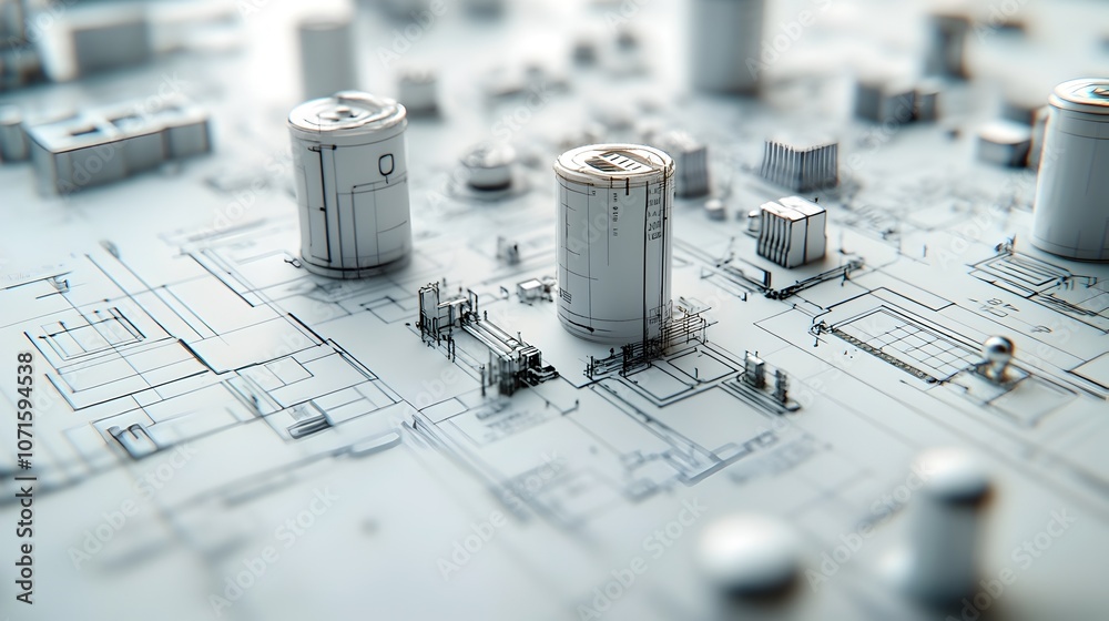 Detailed Technical Blueprint Schematic of Modern Battery Cell Assembly ...