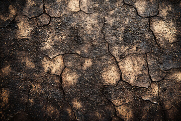 Canvas Print - Texture brown soil abstract stone pattern surface ground dirt textured wall cork backgrounds material nature natural earth rough land agriculture wood close-up concrete macro board