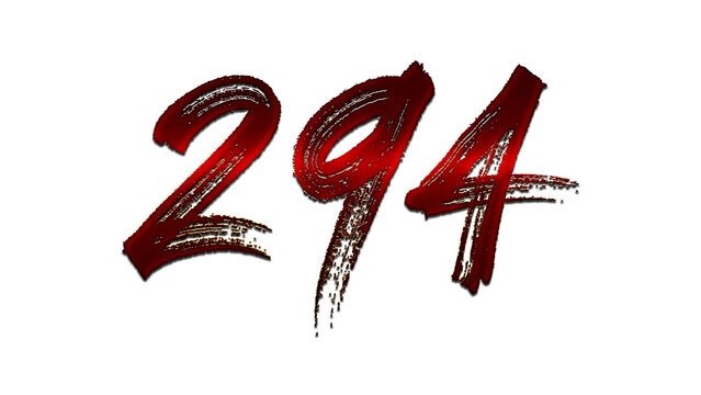 3D blood red number design of 294 on white background.