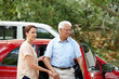 © peopleimages.com - Senior man, car or caregiver with assistance for travel, lift or commute together in nature. Male person, volunteer and elderly care with vehicle for transportation service, support or safety at park