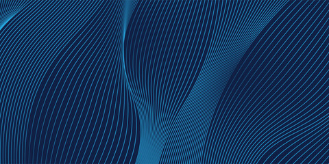 Wall Mural - navy blue abstract background with halftone wavy smooth pattern. small spot light box. curve line, c