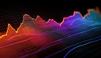 Poster - Abstract data visualization with colorful light waves, representing digital information and analytics trends.