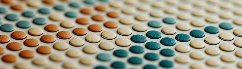 Poster - Close-up of circular colored chips arranged in a captivating pattern, showcasing various shades and textures.