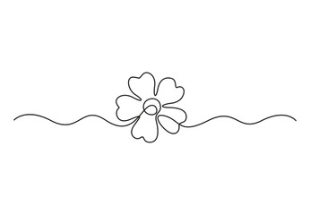 Wall Mural - Continuous single line drawing of Plumeria flowers. Single line art tropical plant hand drawing. Vector illustration