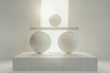 Poster - Perfect balance of orbs and bar on a block in neutral tones
