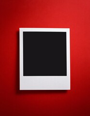 Poster - A single instant photo frame on pure empty red background, mockup