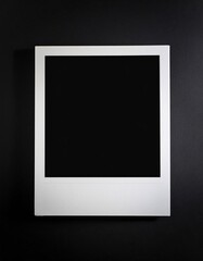 Poster - A single instant photo frame on pure empty black background, mockup