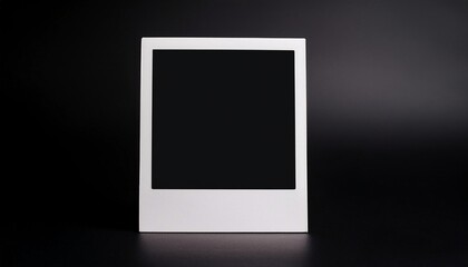 Poster - A single instant photo frame on pure empty black background, mockup