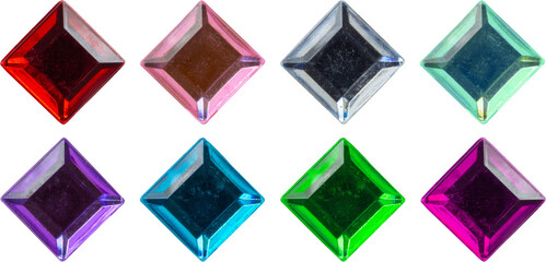 Wall Mural - square jewels sticker set isolated on white background