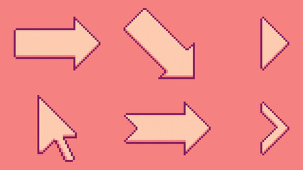 Fototapete - Collection of various orange arrow icons on a peach background