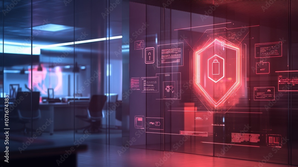 Holistic Risk Management Icon Holistic risk management framework illustrated in a digital office ...