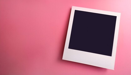 Poster - A single instant photo frame on pure empty pink background, mockup