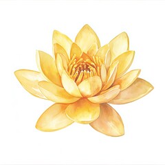 Wall Mural - Watercolor Illustration of a Yellow Water Lily Flower.