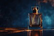 © Roshani - Luxury mens perfume bottle on dark background with space.