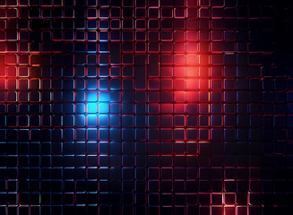 Aufkleber - A grid of squares with a blue and two red lights shining from behind.