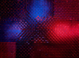 Aufkleber - A grid pattern with red and blue hues. The pattern appears to recede into the distance creating a sense of depth.