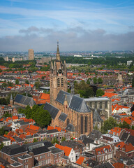 Wall Mural - View to Old Church in the historic centre of Delft, Netherlands