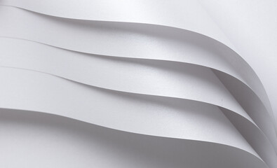 Aufkleber - Glossy designer paper background with a pearl white gradient and subtle glitter, featuring a layered, wavy pattern with elegant curves. This minimalist, monochrome surface combines