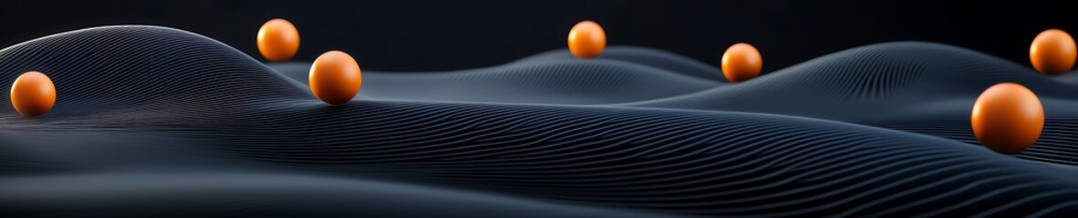 Aufkleber - A black and orange background with a bunch of orange balls scattered around. The balls are of different sizes and are placed in various positions. Concept of chaos and disorder
