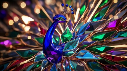 Poster - Stylized Peacock with Jewel-Toned Feathers