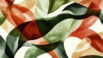 Poster - Organic Shapes in Earthy Tones with Watercolor Effect