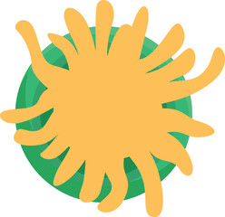 Poster - yellow sun shining behind green planet rings, representing solar energy, space exploration, and the 