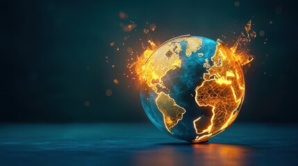 Wall Mural - a globe with fire on it
