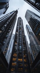 Poster - A cityscape with tall buildings and a cloudy sky