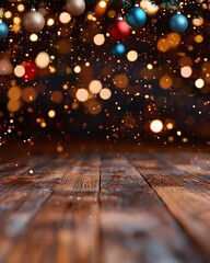 Wall Mural - Festive holiday decorations with sparkling bokeh lights