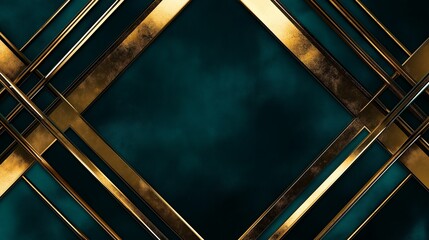 Poster - Luxurious Gold Lines on Dark Teal Velvet Texture