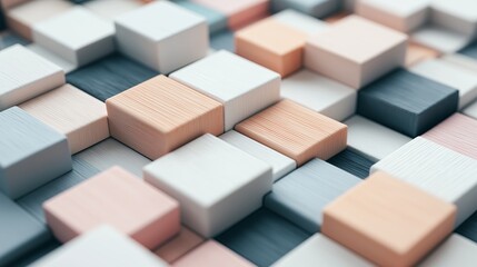Poster - Layered Squares with Subtle Textures and Soft Colors