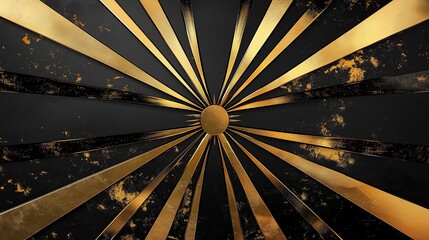 Poster - High-Contrast Black and Gold Sunburst Wall Art