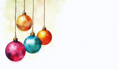 Wall Mural - hanging colorful christmas balls watercolor design holiday decor