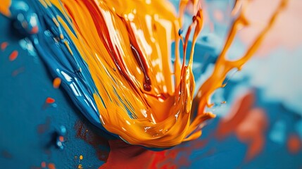 Poster - A vibrant paint splash in mid-air, creating a dynamic and colorful abstract design for an eye-catching desktop wallpaper.