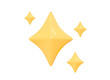 © accogliente - 3D Gold star sparkle emoji. Cute shiny star shaped object. Magic element. Party confetti. Cartoon creative design icon isolated on white. 3D Vector illustration