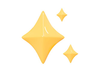 Wall Mural - 3d gold star sparkle emoji. cute shiny star shaped object. magic element. party confetti. cartoon cr