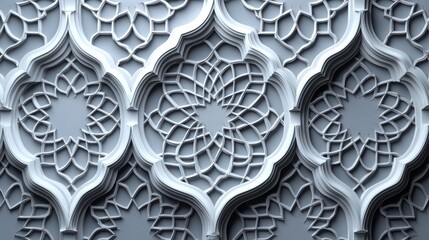 Aufkleber - White 3D Intricate Geometric Pattern with Circular Motifs