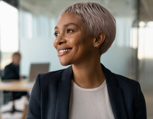 Wall Mural - Portrait of Professional African American Black Woman in Office Ready for Business