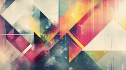 Fototapete - A card with a modern design on a transparent background, featuring bold geometric shapes and vibrant colors.